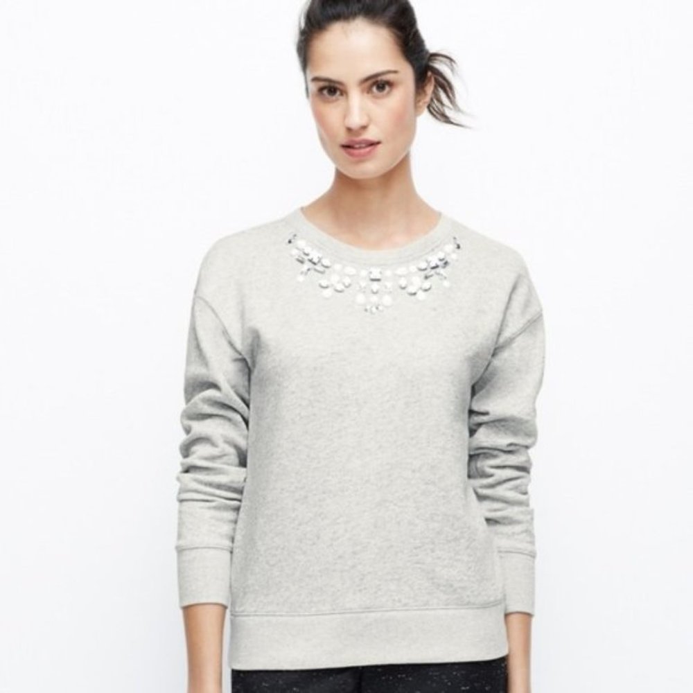 Ann Taylor Jeweled Embellished Necklace Sweater